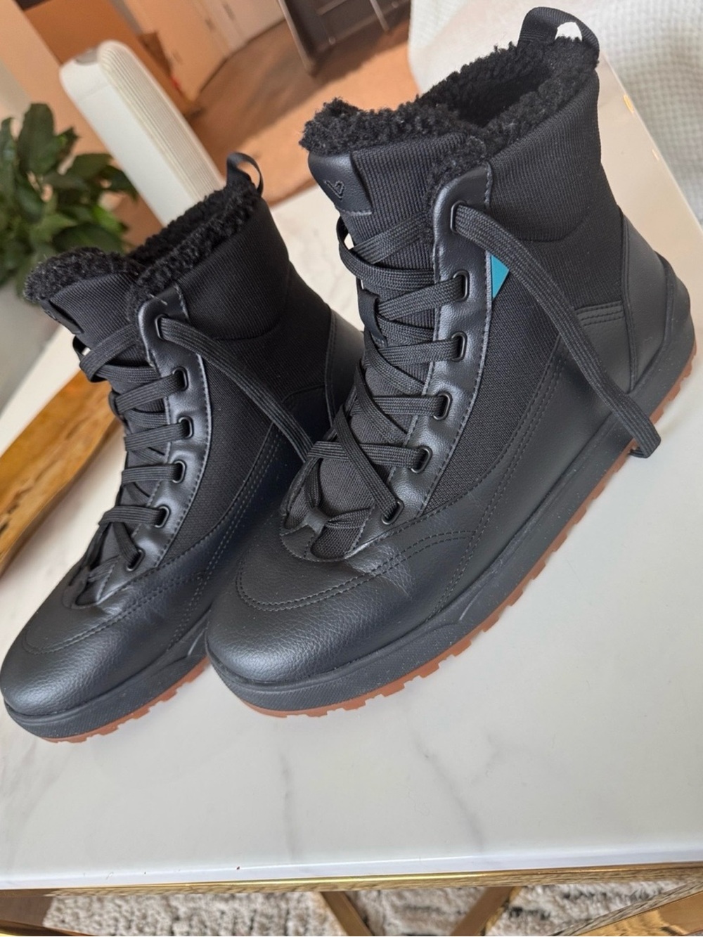 Vessi Black Lace-Up Waterproof Winter Boots with Gum Sole